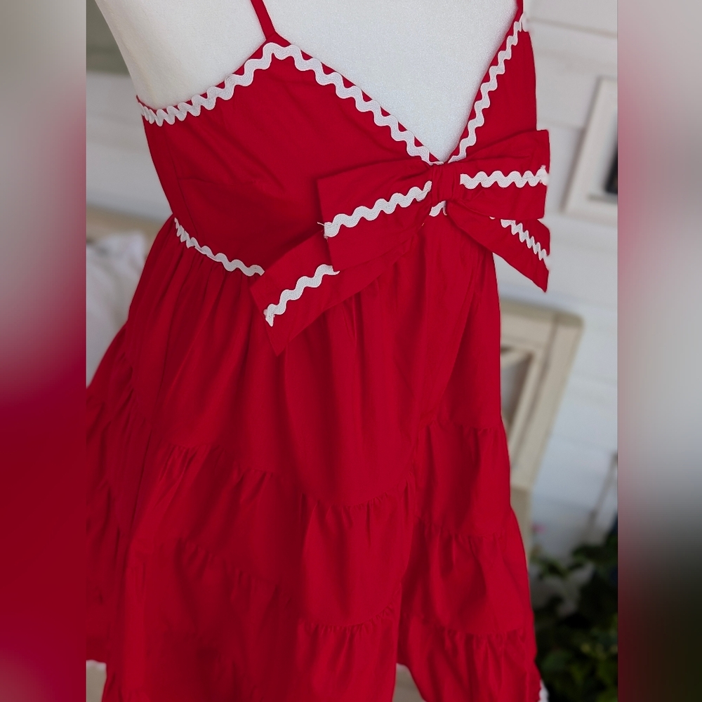 ILLA ILLA Red Mini Dress with White Accents